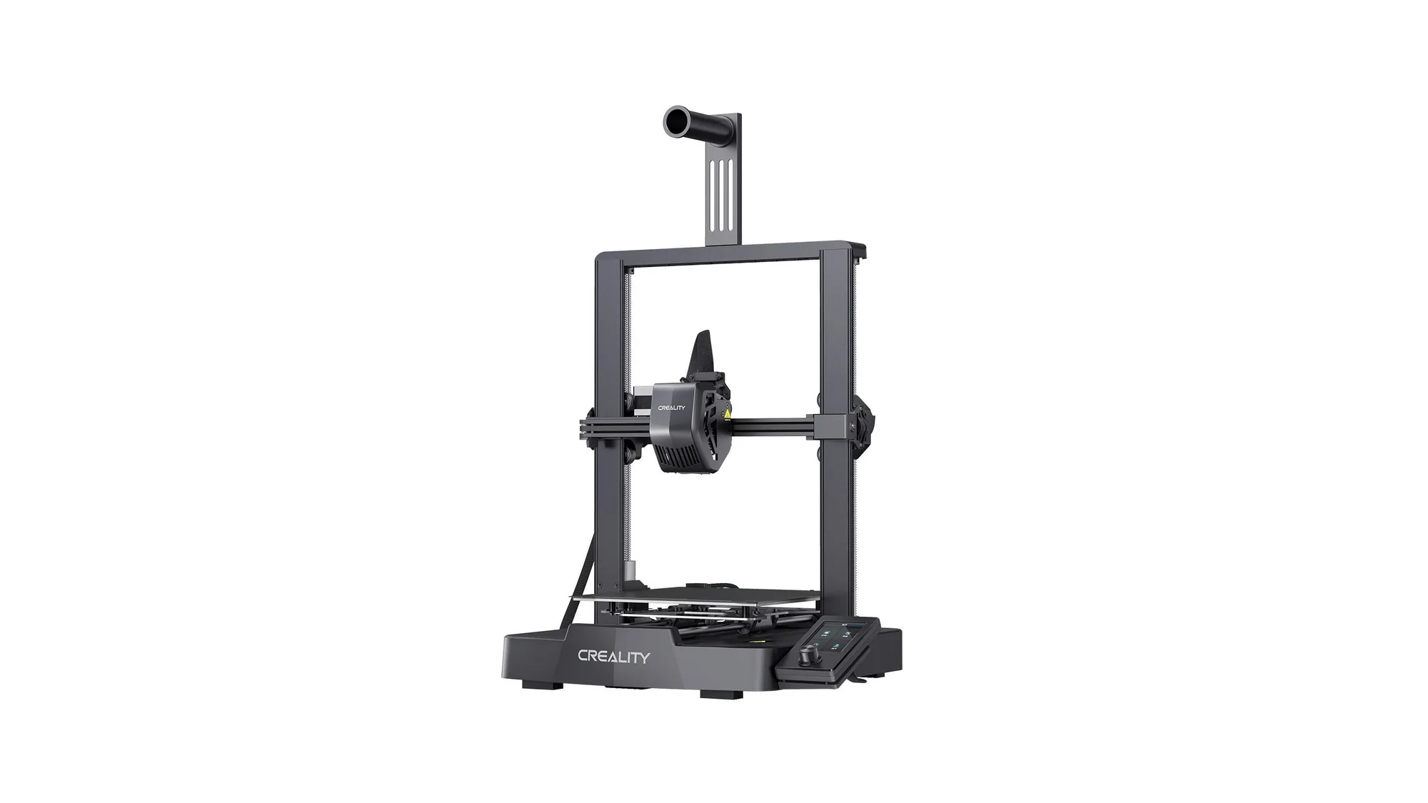 Creality Ender-3 V3 SE open-frame 3D printer seen from the front at a three-quarter angle on a plain white background