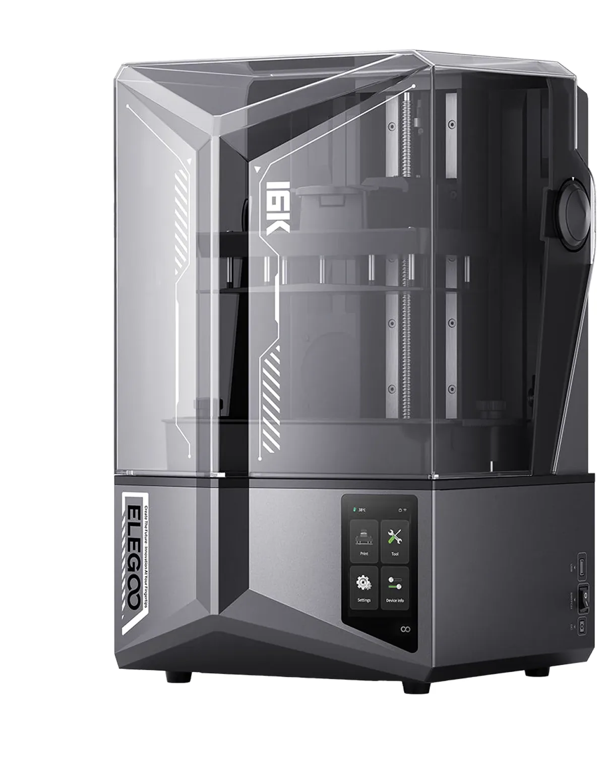Elegoo Saturn 4 Ultra 16K resin 3D printer with a tinted cover